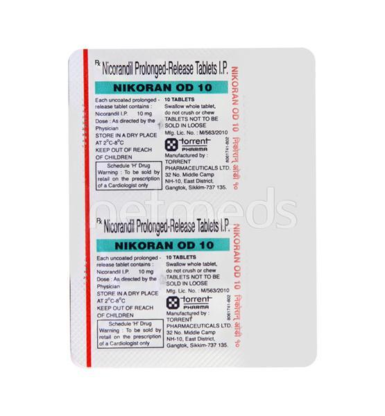Nikoran OD 10mg Tablet 10'S - Angina