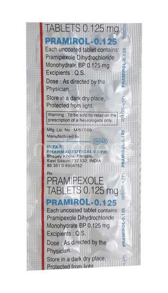 Pramirol 0.125mg Tablet 10'S - Parkinsonism-Apd