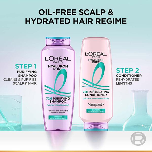 L'Oreal Paris Hyaluron Pure 72H Rehydrating Conditioner for Smooth Tangle-Free Hair 175 ml - Conditioners