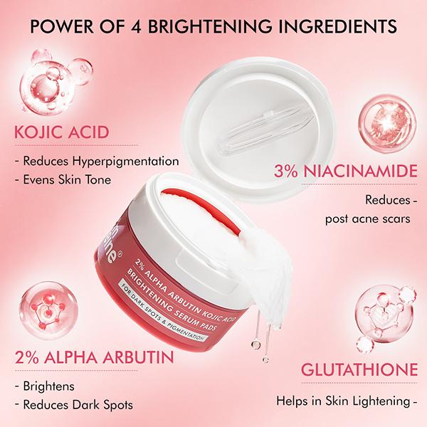 Mcaffeine Clear Glow 2% Alpha Arbutin Kojic Acid Brightening Serum Pads with 3% Niacinamide 40's - Face Serum