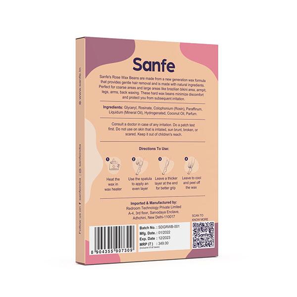 Sanfe Detan & Glo Rose Wax Beans - Rose & Coconut 100 gm - Hair Removal Accessories