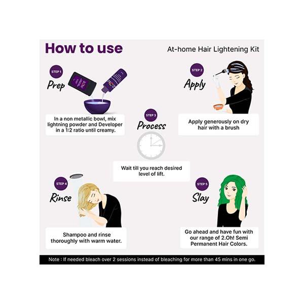 2.Oh! Semi Permanent Hair Color + Lightning Kit - Emerald Green Combo 1's - Hair Creams