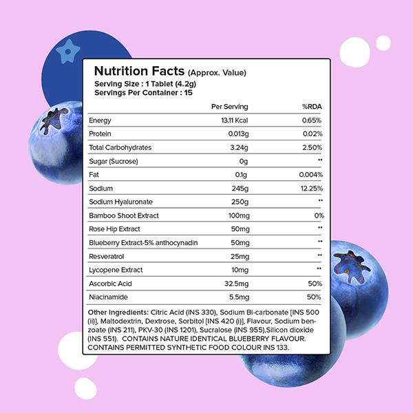 Plix The Plant Fix Hyaluronic Acid 15 Effervescent Tablets For Radiant Skin Blueberry Flavor 1's - Hair & Skin