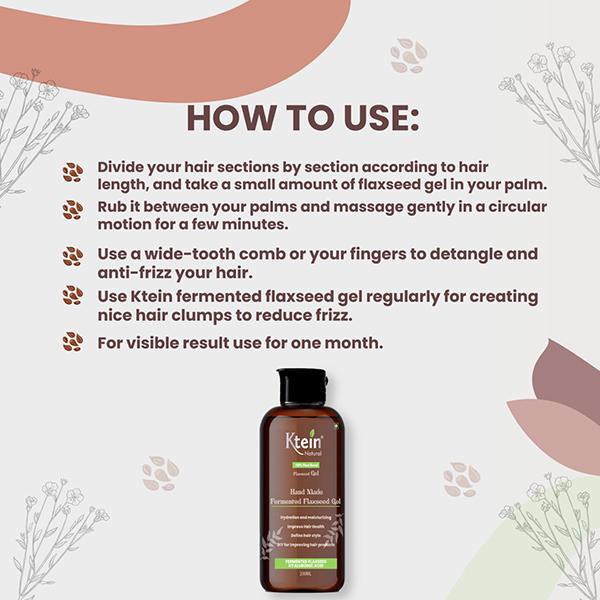 Ktein Natural 100% Plant Based Fermented Flaxseed Gel 200 ml - Hair Gels & Waxes