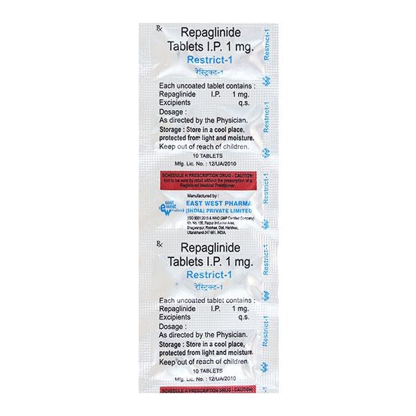Restrict 1mg Tablet 10'S - Diabetes-Ant