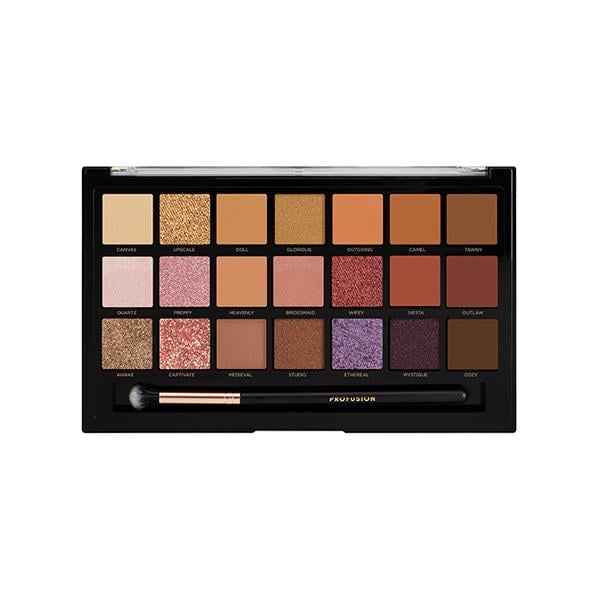 Netmeds | Profusion Cosmetics 21 Shade Eye Shadow Pallete & Brush Nude Bliss (33.6 g)