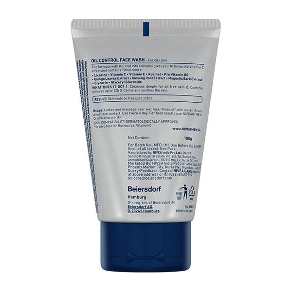 Nivea Men Oil Control Aircool Mint Crystal Facewash 100gm - Face Wash & Cleansers