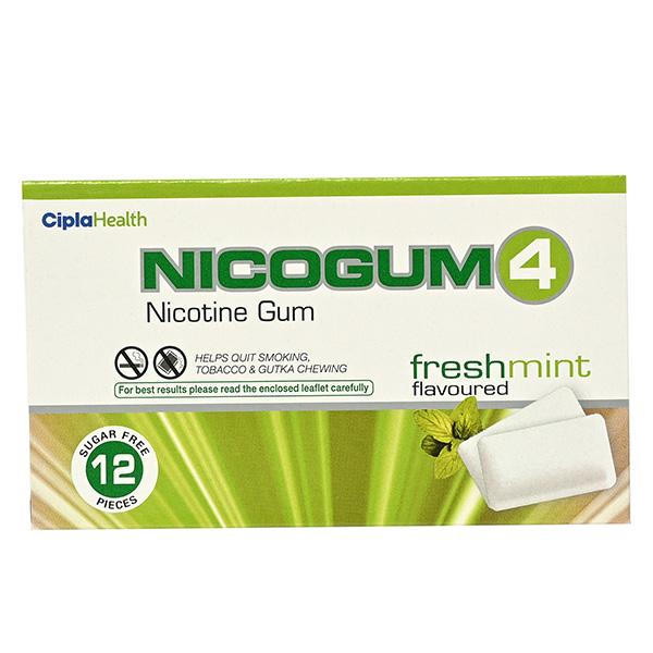 Netmeds | NICOGUM 4 SUGAR FREE FRESHMINT FLAVOURED Chew Gum 12's