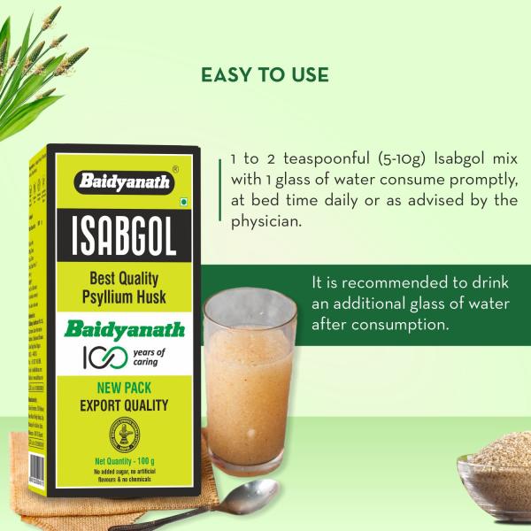 Baidyanath Isabgol Psyllium  Husk Powder 100g - Digestive Care