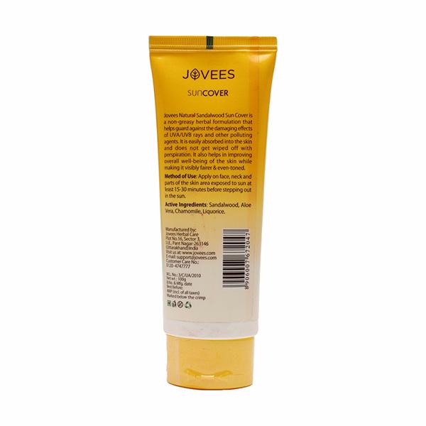 Jovees Sandalwood Natural Sun Cover (SPF 30) 100 gm - Body Sunscreen