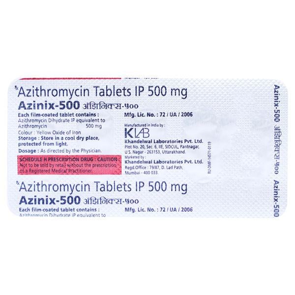 AZINIX 500 Tablet 5's - Bacterial Infections-Mac