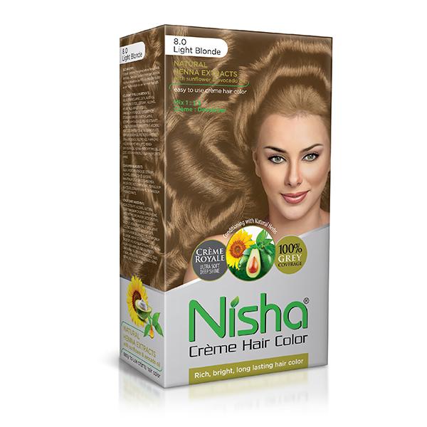 Netmeds | Nisha Creme Hair Color - 8.0 Light Blonde 60 gm