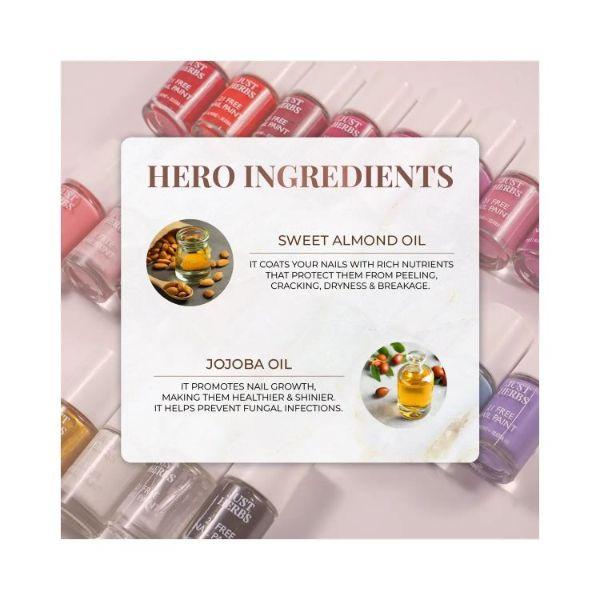 Just Herbs Nail Polish 21 Free Formula, Quick Dry, Glossy, Icy Blu Sweet Almond Jojopaoil 6ml - Nail Polish