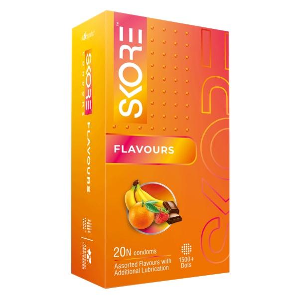 Netmeds | Skore 1500+ Raised Dots Condoms - Assorted Flavour 20's