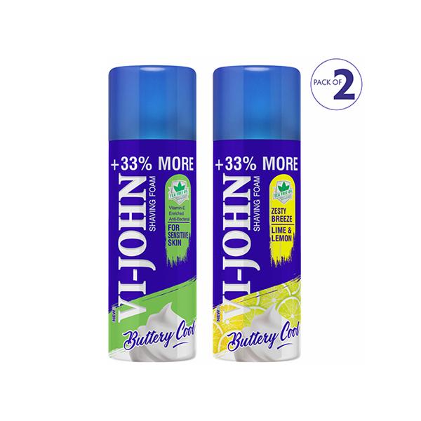 Netmeds | Vi-John Tea Tree Shaving Foam - Vitamin E - Pack of 2 x 400 gm