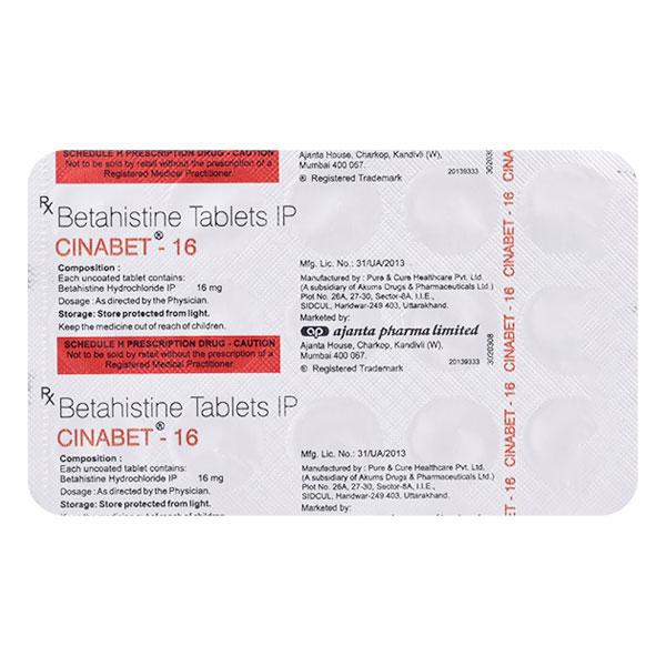 CINABET 16 Tablet 15's