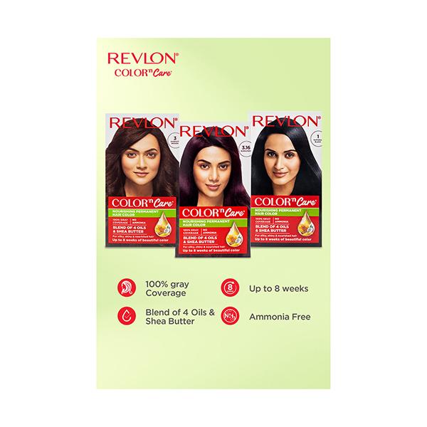Revlon Color N Care Nourshing Permanent Hair Color Blend of Oil and Shea Butter - 3.16 Burgundy 40gm - Crème