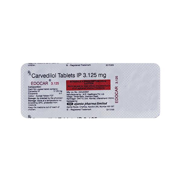 EDOCAR 3.125mg Tablet 10's - Hypertension-Bet