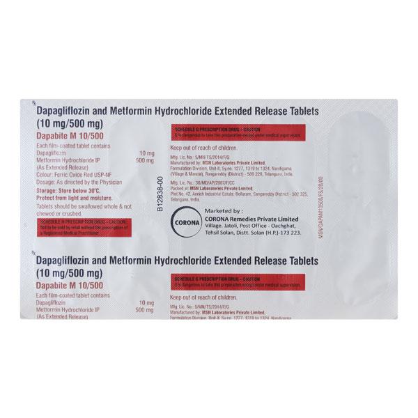DAPABITE M 10/500 Tablet 10's - Diabetes-Ant