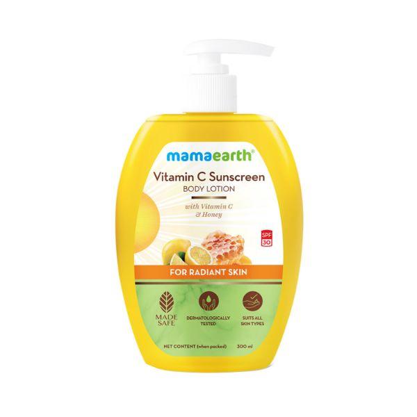 Netmeds | Mamaearth Vitamin C Sunscreen Body Lotion SPF 30 with Vitamin C & Honey for Radiant Skin 300 ml