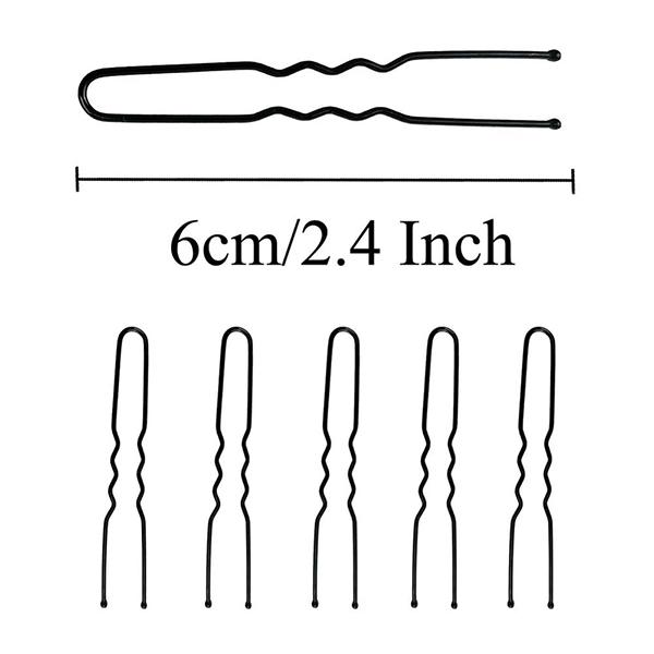 Bronson Professional U Shaped Hair Pins 60mm with Storage Box Thick Black Ball Tip Metal 350's - Hair Clips/Bands