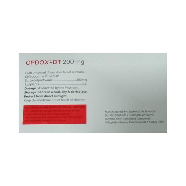 CPDOX DT 200mg Dispersible Tablet 10's - Bacterial Infections-Cep