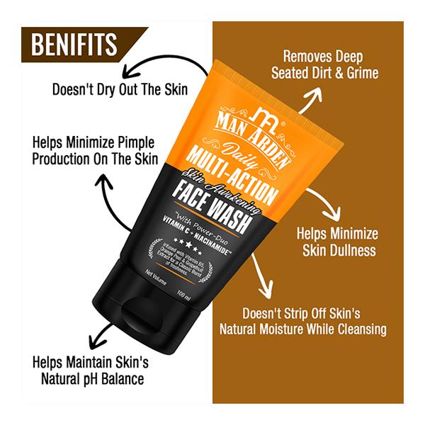 Man Arden Daily Multi-Action Skin Awakening Face Wash 100 ml - Face Washes