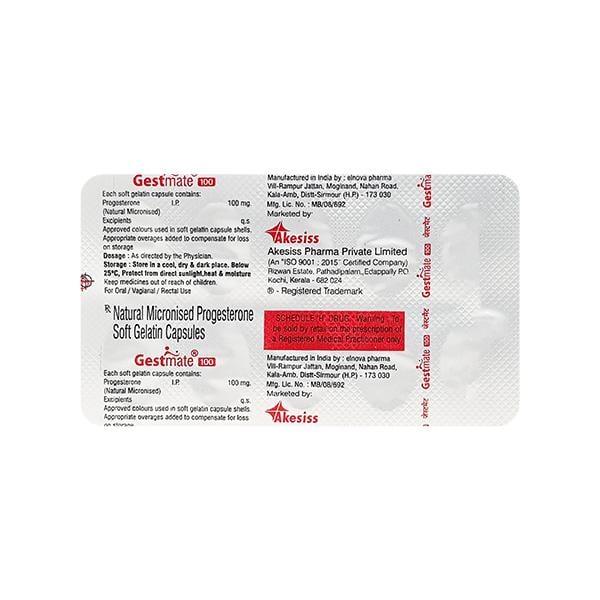 GESTMATE 100 Soft Gelatin Capsule 10's - Hormonal Therapy-Oes