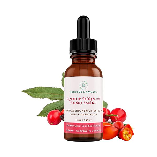 Precious & Nature'S Certified Organic and Cold-Pressed Rosehip Oil Anti-Ageing and Brightening 15 ml - Face Oils