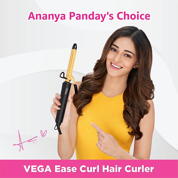 Vega Ease Curl Hair Curler 19 Mm with Ceramic Coated Barrel (VHCH-01) Black 1's - Multi-Stylers