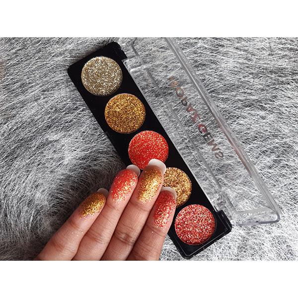 Profusion Cosmetics 5 Shade Glitter Eye Shadow Pallete Topaz Gems (4.5 gm) - Eye Shadow Palettes