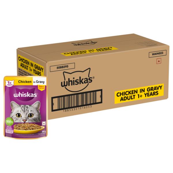 Netmeds | Whiskas Adult Chicken in Gravy (Pack of 80gm x 56) 4480 g