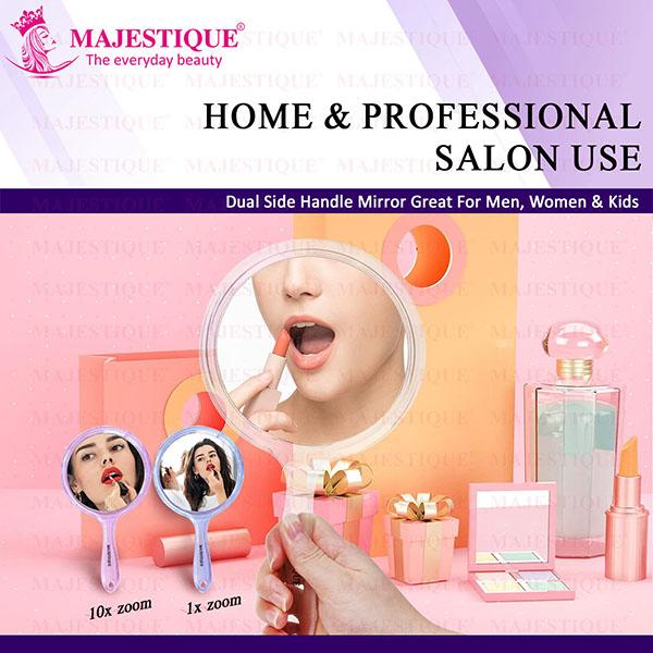 Majestique Dual Side Extra Large Handheld Mirror, 1X/10X Magnifying Mirror - Multicolor 1's - Mirror