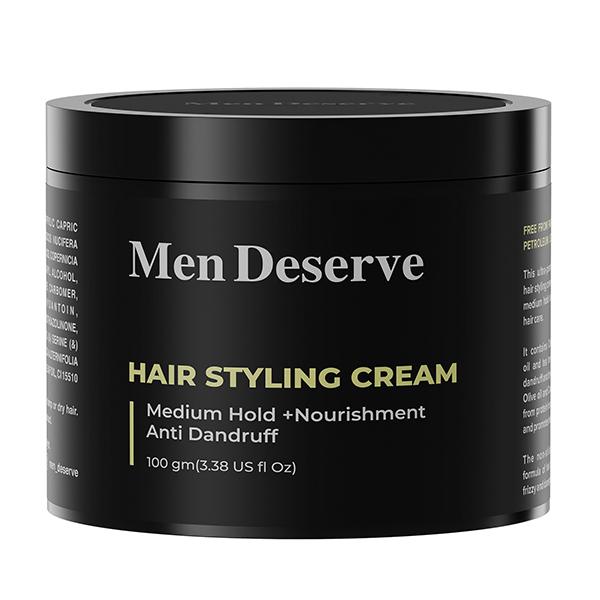 Men Deserve Hair Styling Cream (Medium Hold) + Nourishment Anti Dandruff 100gm - Hair Creams