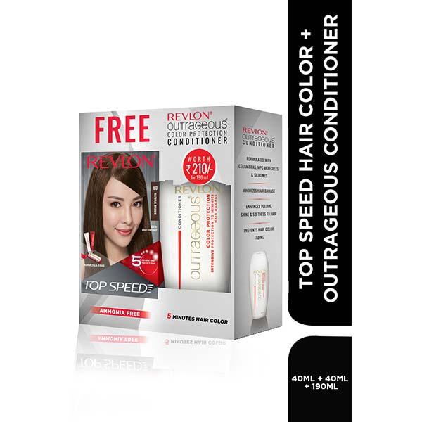 Netmeds | Revlon Top Speed Hair Color For Woman - Natural Brown 60 with Outrageous Conditioner 270 ml