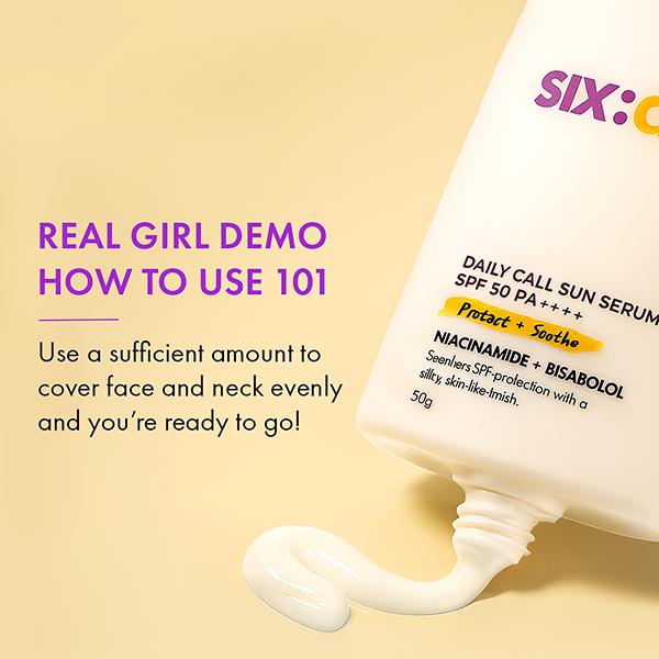 Sixam Glow Daily Call Sun Serum SPF 50 PA++++ with Niacinamide & Bisabolol, Weightless Sunscreen 50 ml - Body Sunscreen