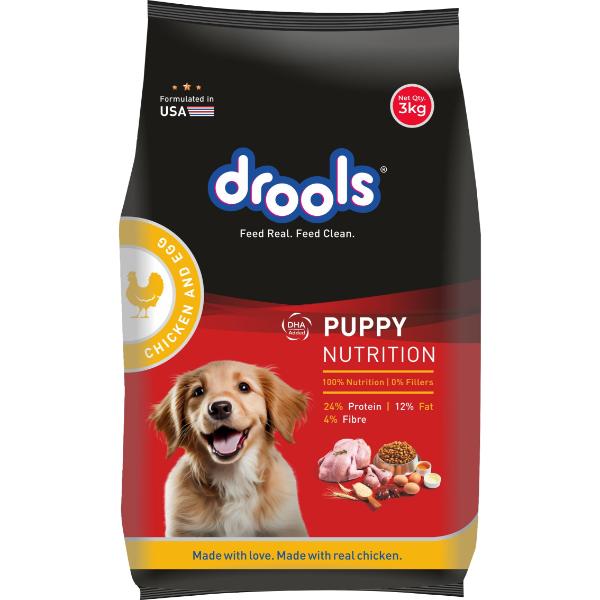 Netmeds | Drools Chicken & Egg Puppy Dog Food 3 kg (With Free 4 Pcs Of 60 gm Gravy)