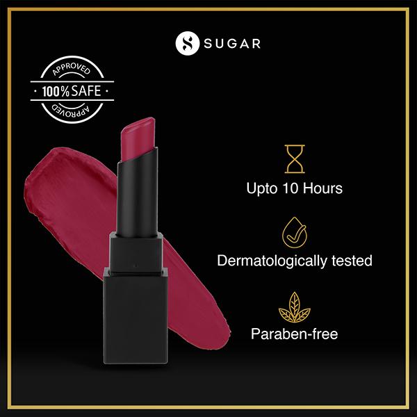 SUGAR Cosmetics Nothing Else Matter Longwear Lipstick - 14 Red Herring (Raspberry Pink Reddish Pink) 3.2 gm - Lipsticks