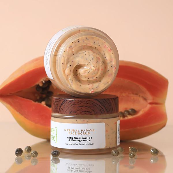 Pure Sense Natural Papaya Face Scrub with Niacinamide & Pomegranate 50 gm - Scrubs & Exfoliants