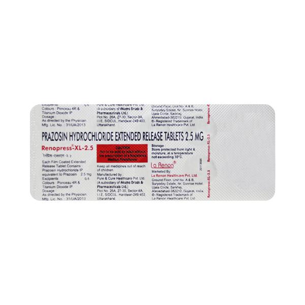 Renopress Xl 2.5Mg Tablet 10's - Hypertension-Oah