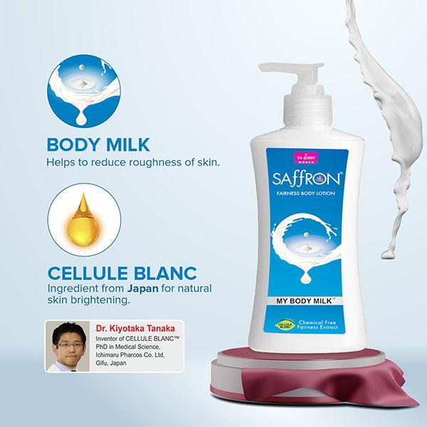 VI-John Saffron My Body Milk Fairnes Body Lotion for Men & Women 250 ml - Lotions & Creams