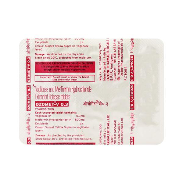 Ozomet V 0.3/500mg Tablet 10'S - Diabetes-Ant
