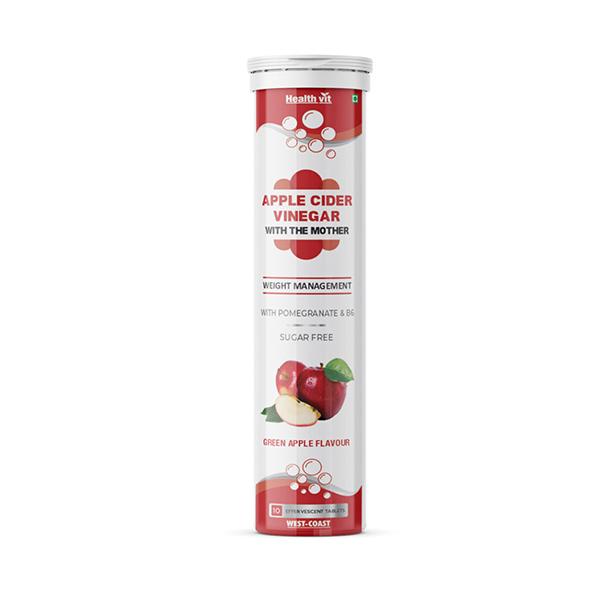 Healthvit Apple Cider Vinegar Sugar Free Effervescent Tablet - Green Apple Flavour 10's