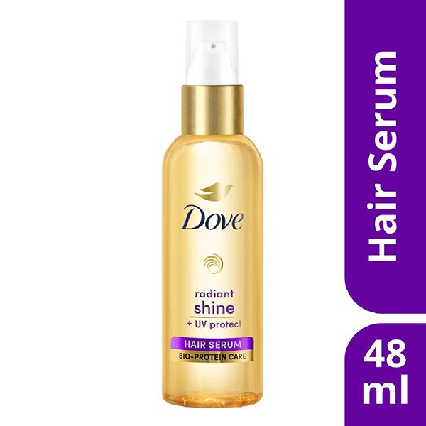 Netmeds | Dove Radiant Shine + UV Protect Hair Serum for Dry & Frizzy Hair 48 ml