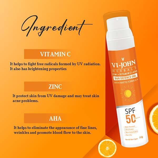 Vi-John Herbals Sun Defence Gel Spf 50 Pa+++ with Matte Formula 50 gm - Lotions & Creams
