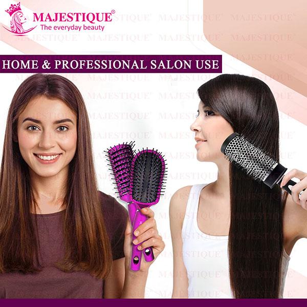 Majestique Detangling, Vent and Blow Dry Brushes, Soft Nylon Bristles -Multicolor 3's - Hair Brushes