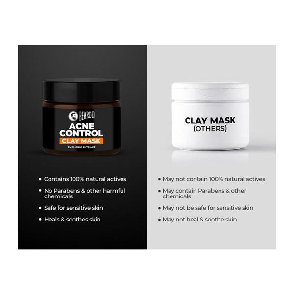 Beardo Acne Control Face Clay Mask - Turmeric Extract 50 gm - Masks & Peels