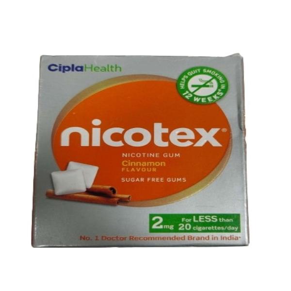 Netmeds | Nicotex 2mg Sugar Free Nicotine Gum - Cinnamon Flavour 12's