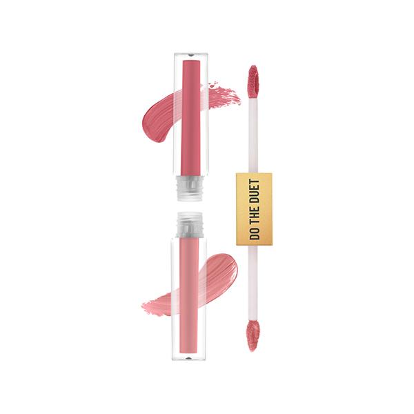 Netmeds | Swiss Beauty Select Do The Duet Lipstick, Matte Liquid Lipstick + Tinted Gloss Dusty Pink 3 ml