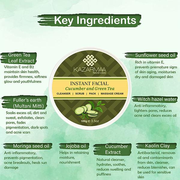 Kazarmaa Cucumber and Green Tea - Exfoliating Face Scrub 150 gm - Face Packs